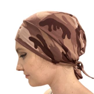 Blush Camo Stretchy Scrub Cap with Ties